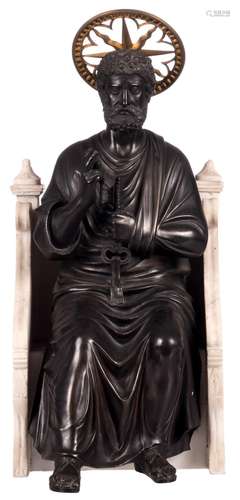 St. Peter, bronze, on a Carrara marble base, H 48 cm