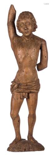 A limewood St. Sebastian, presumably Southern Netherlands, 16thC, H 72 cm