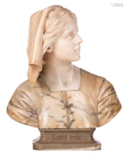 Unsigned, Jeanne d'Arc, marble and alabaster, H 47 (without base) - 55 cm (with base)