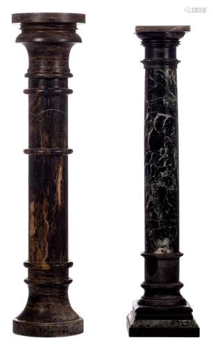 Two marble soccles, H 98 - 101 cm