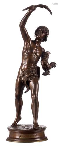 Plé H.H., 'Vainquer au coq', bronze, H 59 cm