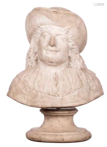 Unsigned, the portrait of a man, marble and stone, probably French, period LXIV, H 65 cm