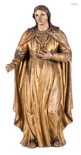 A statue of a Saint, polychrome painted wood, early 19thC, H 66 cm