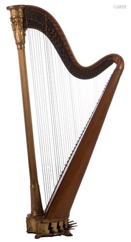 Sebastian Erard, maker by special appointment to his Majesty and the Royal family, a harp, Patent N. 3411 18 Great Marlborough Street London, restored by his student J.G. Morley South Kensington London, H 170 - W 64 cm