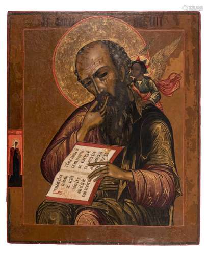 An Eastern European icon depicting John the Evangelist, first half of the 19thC, 44 x 53,5 cm (restoration)