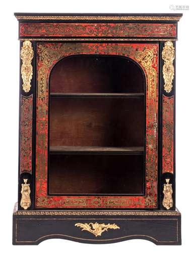 A Historism cabinet 'en deuil' with Boulle marquetry and bronze mounts, H 112 - W 82 - D 37,5 cm