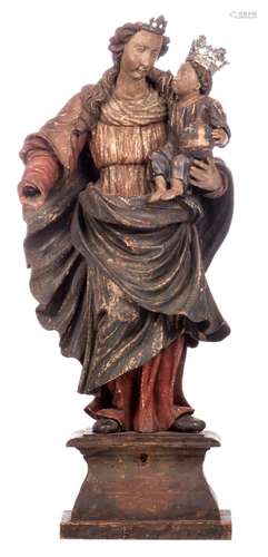 Our Lady and child, polychrome painted limewood, 18thC, H 83 cm