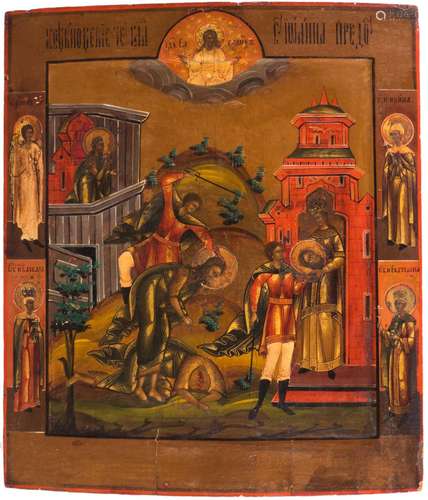 A Russian icon depicting John the Forerunner, with certificate by prof. Voordeckers, mid 19thC, 31 x 35,5 cm