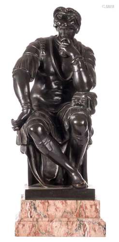 Unsigned, portrait of Lorenzo de Medici, after Michelangelo, bronze on a marble base, H 64 cm (with base)