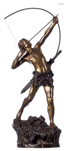 Grégoire E., the archer, bronze, H 84 cm