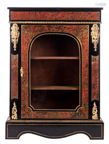 A Historism cabinet 'en deuil' with Boulle marquetry and bronze mounts, H 115 - W 83,5 - D 31 cm