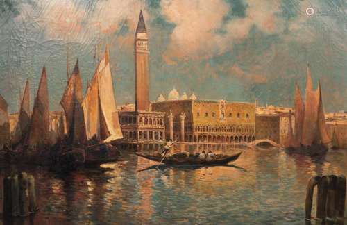 Unsigned, a view on Venice, oil on canvas, 86 x 130 cm