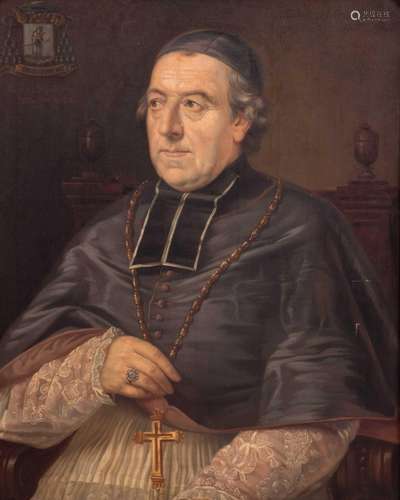 Van Acker F., a portrait of the Bruges bishop F. Boussen, after Charles Piqué, oil on canvas, dated 1915, 80 x 65 cm