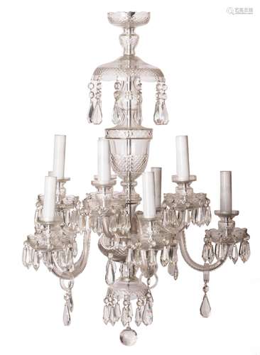 A crystal glass chandelier, H 88 - Diameter 62 cm