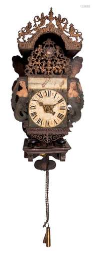 An 18thC Frisian wall clock, H 63 - W 35 - D 25 cm