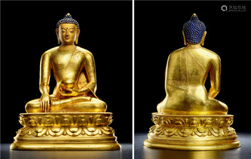 17至18世纪 扎纳巴扎尔风格铜鎏金释迦牟尼佛像