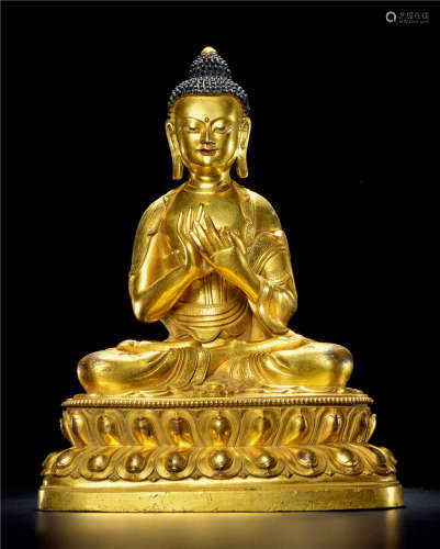 18世纪 铜鎏金弥勒佛像