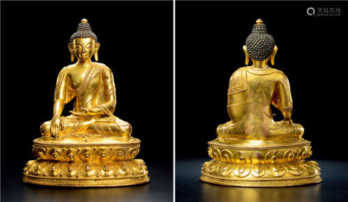 15至16世纪 铜鎏金释迦牟尼佛像