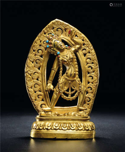 18世纪 铜鎏金那若卡居空行母像