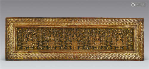 16-17世纪 五方佛木雕漆金护经板