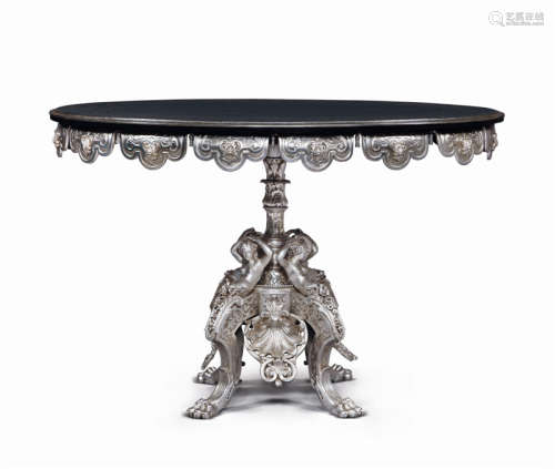 约1840年 法国镍银布勒镶嵌乌木中央桌