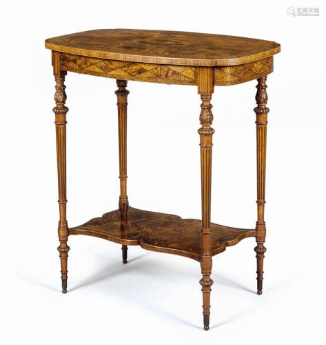 约1890年 英国维多利亚时期椴木及细木拼花休闲桌