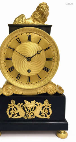 约1850年 法国铜鎏金鼓型图书馆座钟