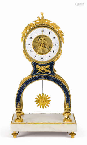 约1790年 法国执政内阁时期铜鎏金珐琅骨架钟