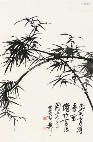 谢稚柳 丙寅（1986）年作 修竹夏凉图 立轴 水墨纸本