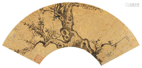 陈洪绶 甲子（1624）年作 墨梅 立轴 水墨笺本