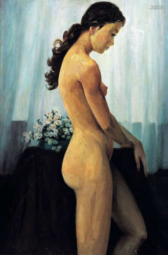 刘国枢 1994年作 裸女 布面 木板油画