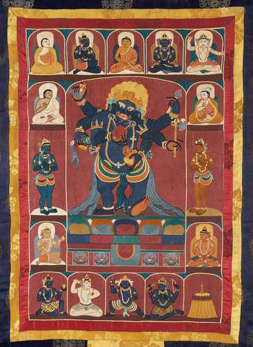 EMBROIDERED THANGKA OF YAMANTAKA.