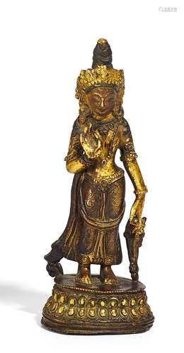 STANDING TARA WITH LOTUS GROWING OUT OF THE PEDESTAL.