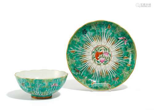 BAI CAI BOWL WITH MATCHING SAUCER.