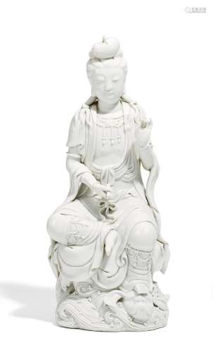 SITTING GUANYIN WITH SCROLL.