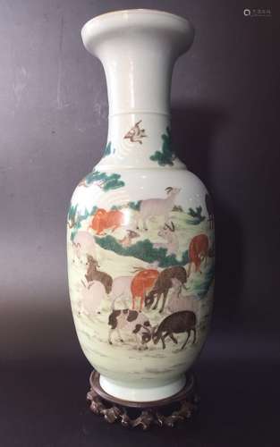 Chinese Famille Rose Porcelain Vase, Marked