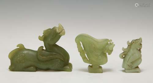 3 Pieces of Chinese Jade Carved Beast of a Cup