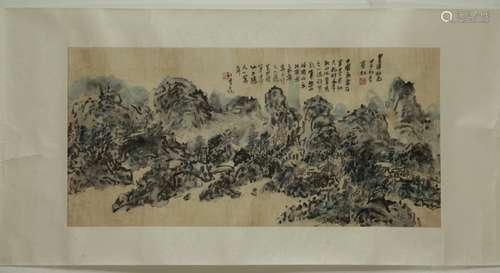 Chinese Landscape Scroll Painting, Marked