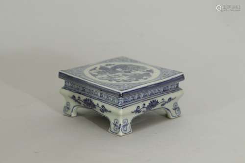 Chinese Blue/White Porcelain Square Stand