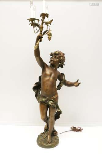 European Bronze Statue of a Cupid Lamp
