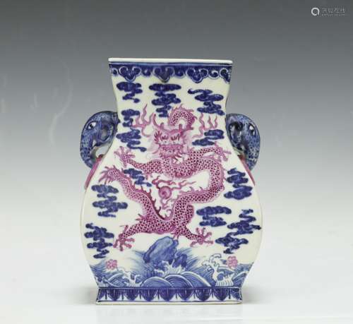 Chinese Blue/White Iron Red Porcelain Vase