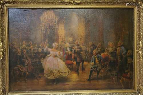 European Oil on Board of Music Festival, Signed