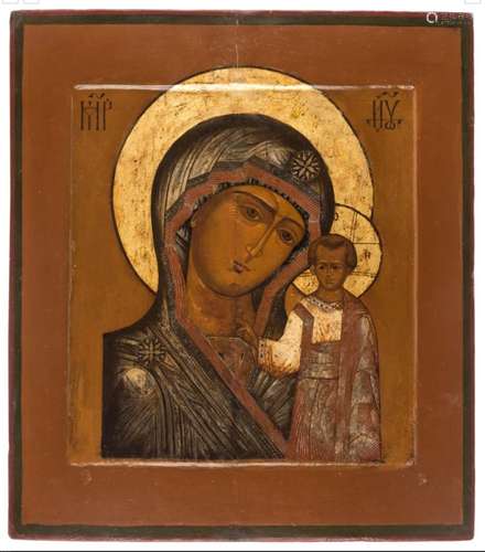 Antique 19c Russian icon of Kazanskaya Mother of G