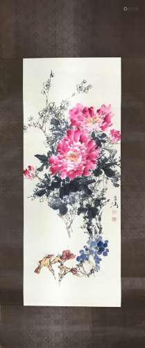 Chinese Flower Color Painting on Paper