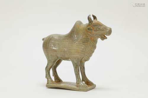 Chinese Celadon Glazed Porcelain Cow