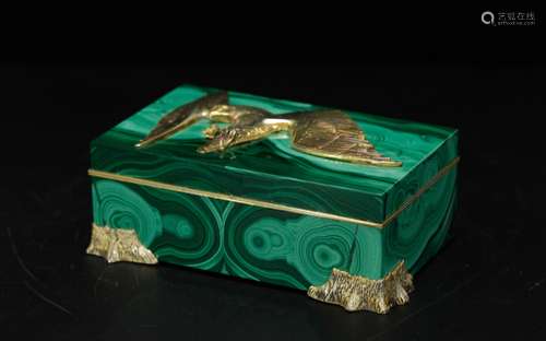 Antique Russian Silver/Malachite Box, Marked 