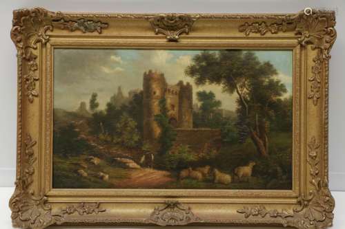 Oil on Canvas of a Castle, Signed 