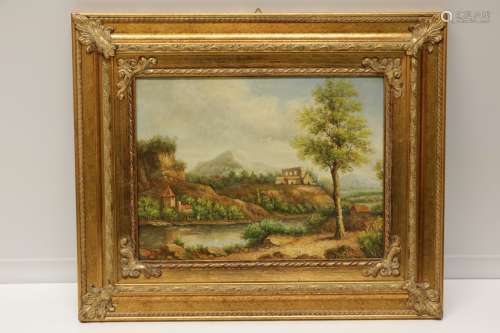 European Oil on Canvas of a Landscape Painting