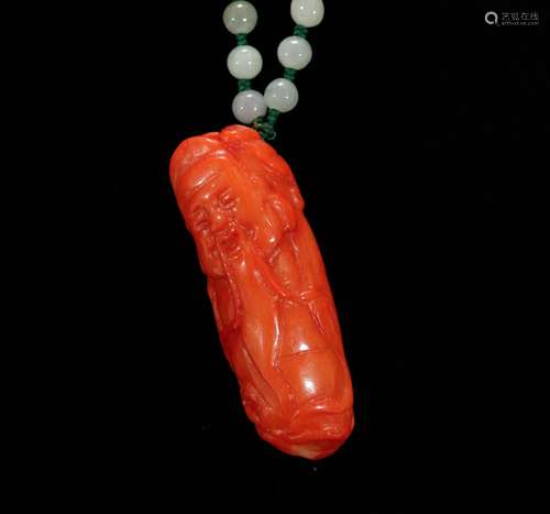 Chinese Coral Carving of Pendant