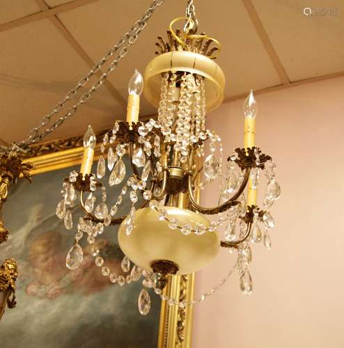 Italian Crystal & Bronze 5 Lights Chandelier